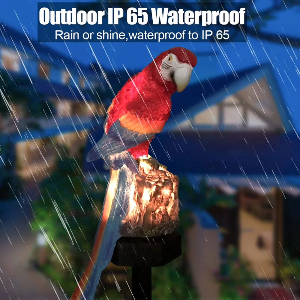 

Solar Parrot Shape Lights Outdoor LED Landscape Lamp Garden Light for Pathway Yard Walkway (Warm White) (Random Color)
