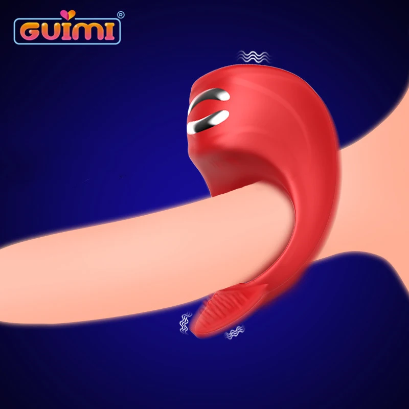 GUIMI вибрационное кольцо для пениса с электрическим током секс игрушки мужчин