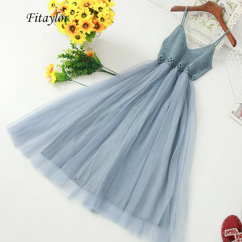 Женское длинное платье из фатина с V образным вырезом и завышенной талией|Женские