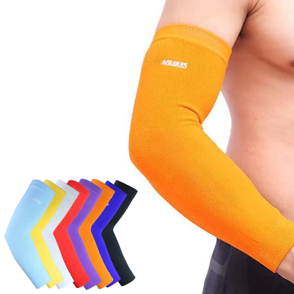 

AOLIKES 1PCS Elastic Basketball arm Sleeve Armband Soccer Volleyball Elbow Support Brace Cotovelo de basquete Sports Protector