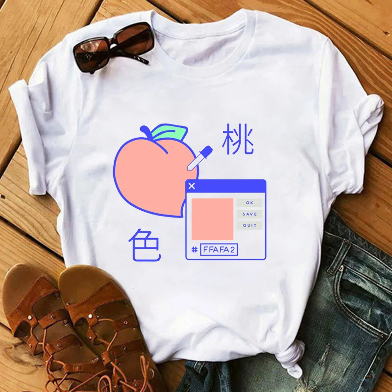 

Harajuku Kawaii Peach T Shirts Women Ullzang Funny Cartoon Tshirt Cute TShirt Fashion Grunge Tops for women shirts Tees Female
