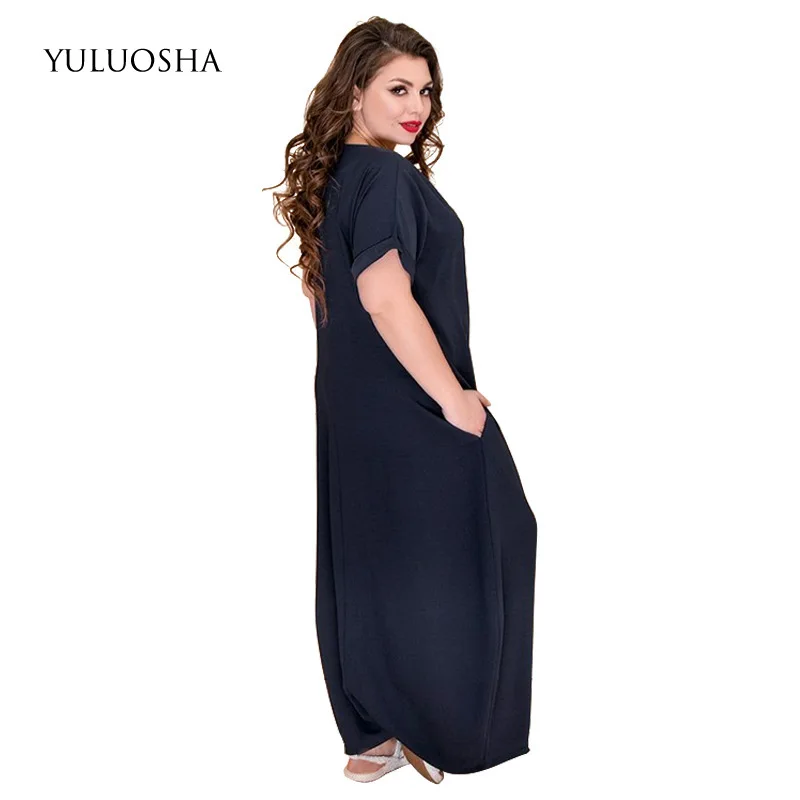 Вечернее платье YULUOSHA с круглым вырезом и карманами а-силуэт длинные элегантные