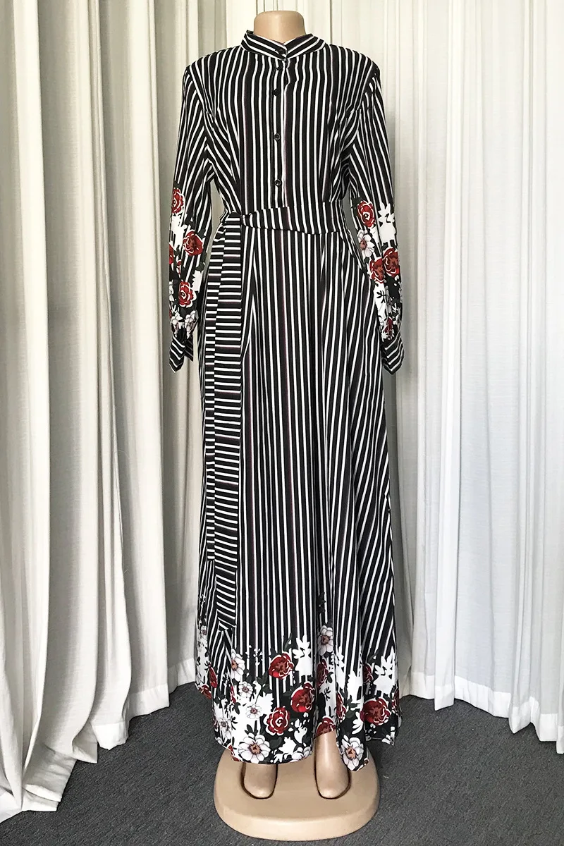 

African Dashiki Dresses Print Floral Maxi Abaya Stirped Bazin Broder Riche Long Robe Gowns Sexy Lady Evening Party