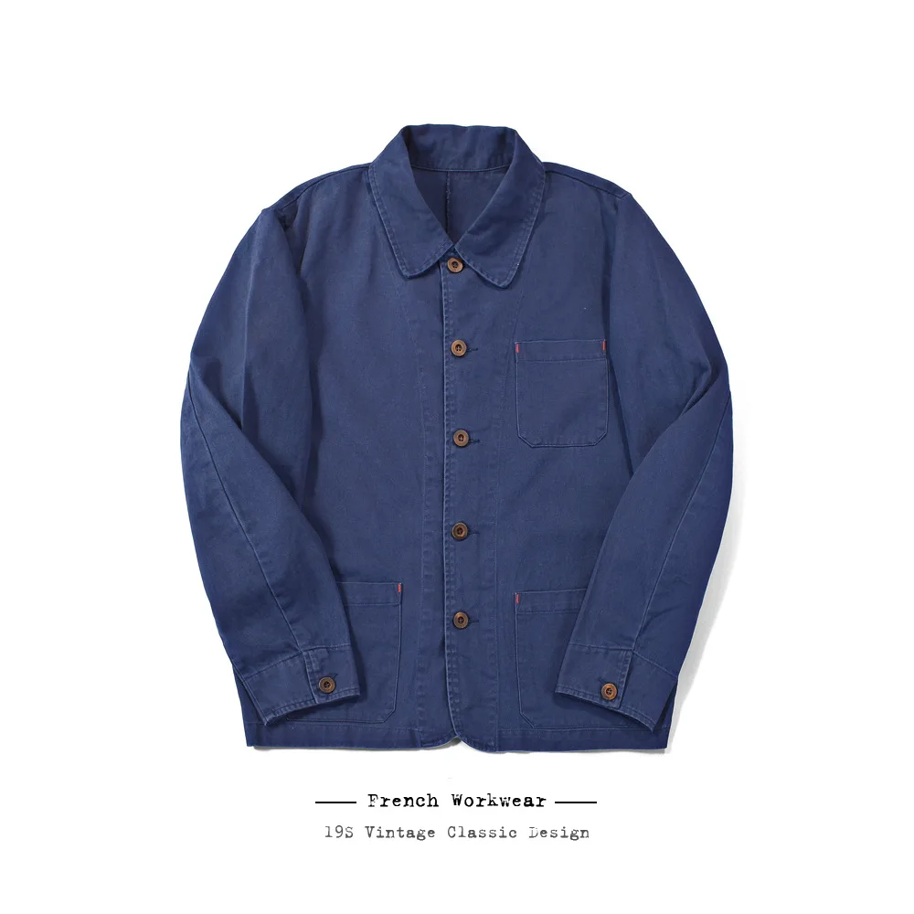 Однотонная мужская Рабочая куртка бежевого цвета индиго классического