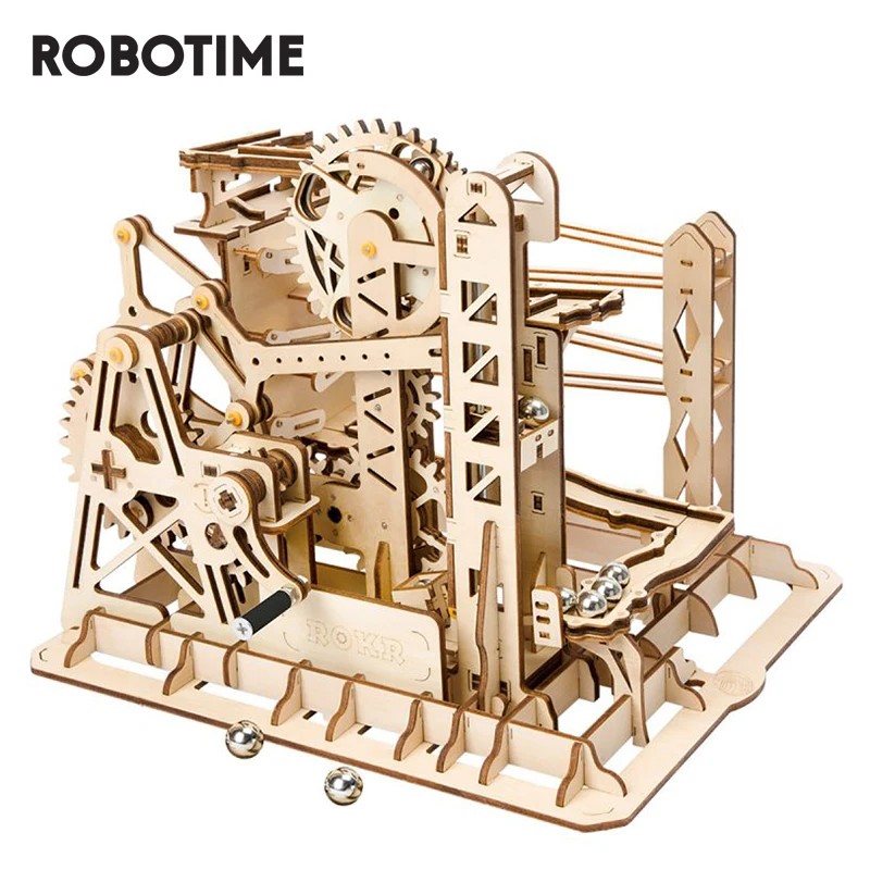 Robotime ROKR DIY Marble Run игра 3D деревянная головоломка Шестерня привод Лифт модель