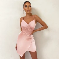 skmy 2021 new women clothing solid color party bodycon short dresses fashion v neck spaghetti strap dress sexy club outfits