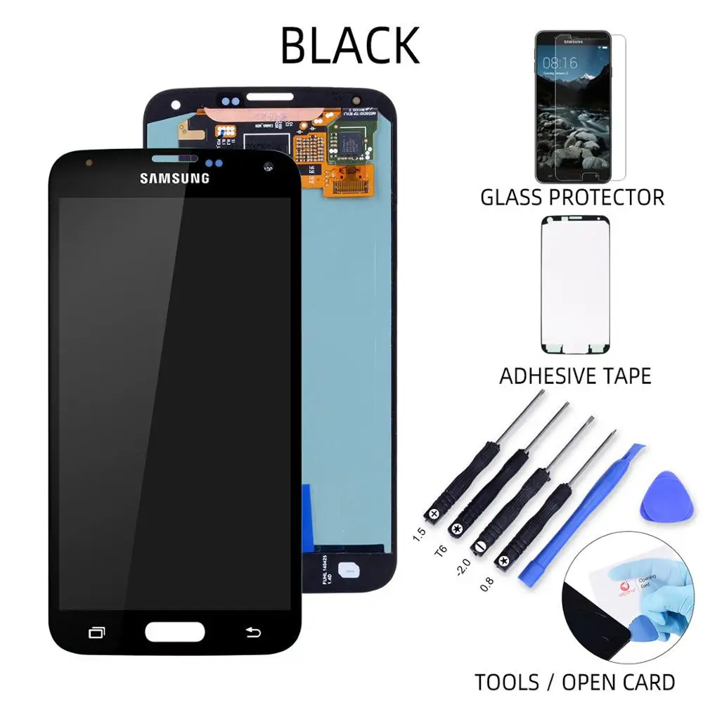 AMOLED Дисплей для SAMSUNG S5 i9600 G900 в сборе с тачскрином 5.1'' - Цвет: No Frame Black