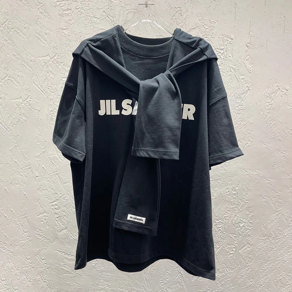 

T-Shirt 2021 Summer New Letter Printing Solid Color Round Neck Summer Shawl Korean Fashion Loose Casual Simplicity Women's