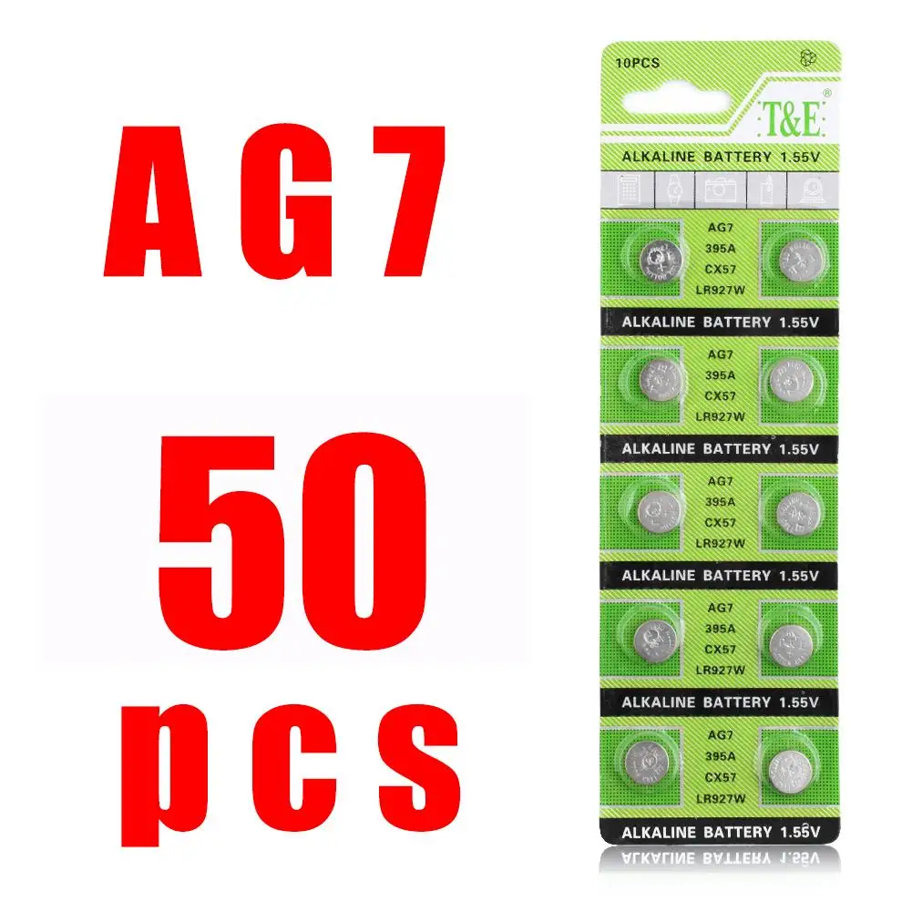 Новинка 50 шт. щелочные батареи AG7 1 55 в кнопки монета батарейки LR927 LR57 SR927W 399 GR927 395A