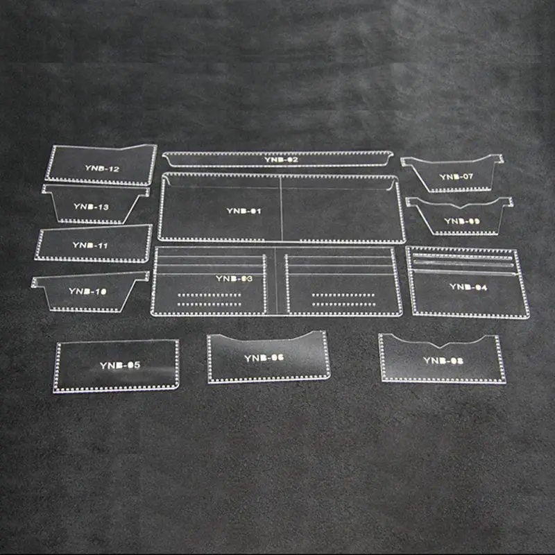 

13x New Clear Acrylic Wallet Pattern Stencil Template Set Leather Craft DIY Tool