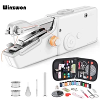 1set portable handheld sewing machine quick stitch sew needlework cordless clothes fabrics mini sewing machine with sewing kits