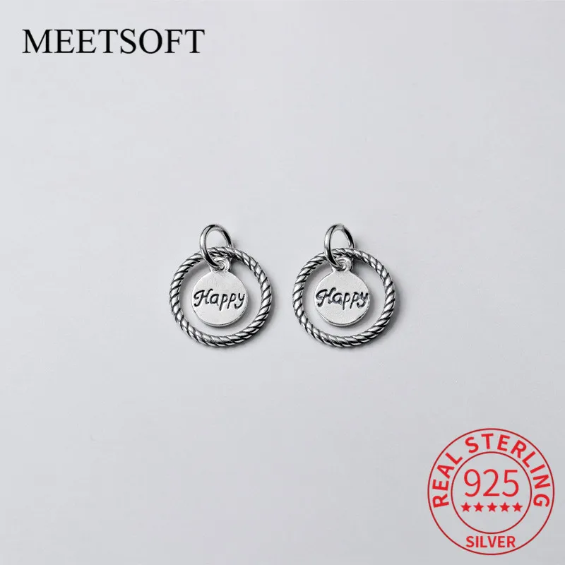 

MEETSOFT, винтажное, Стерлинговое Серебро 925 пробы, круглые, полые, счастливые амулеты, Специальные DIY ожерелья, аксессуары, ювелирные изделия