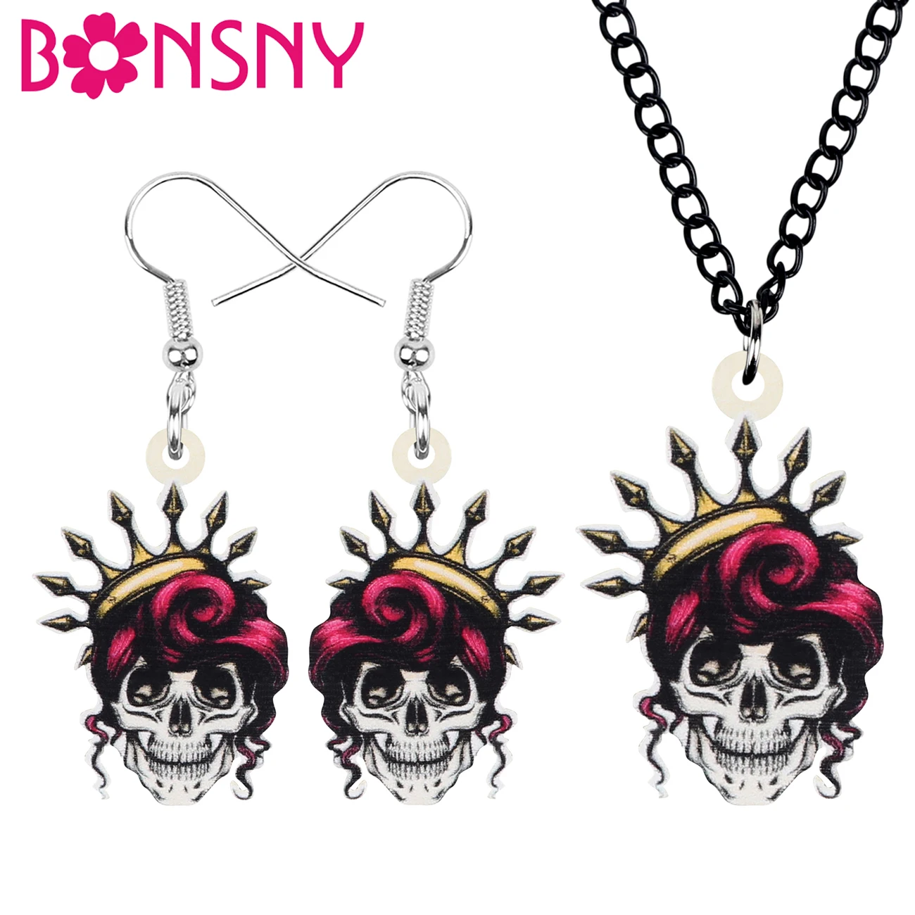 Bonsny акриловые бриллиантовые Ювелирные наборы эстетические серьги ожерелье для