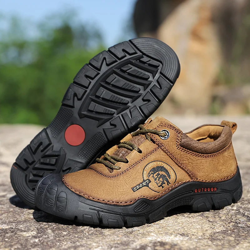 Мужские походные туфли на толстой подошве со шнуровкой нескользящие спортивные