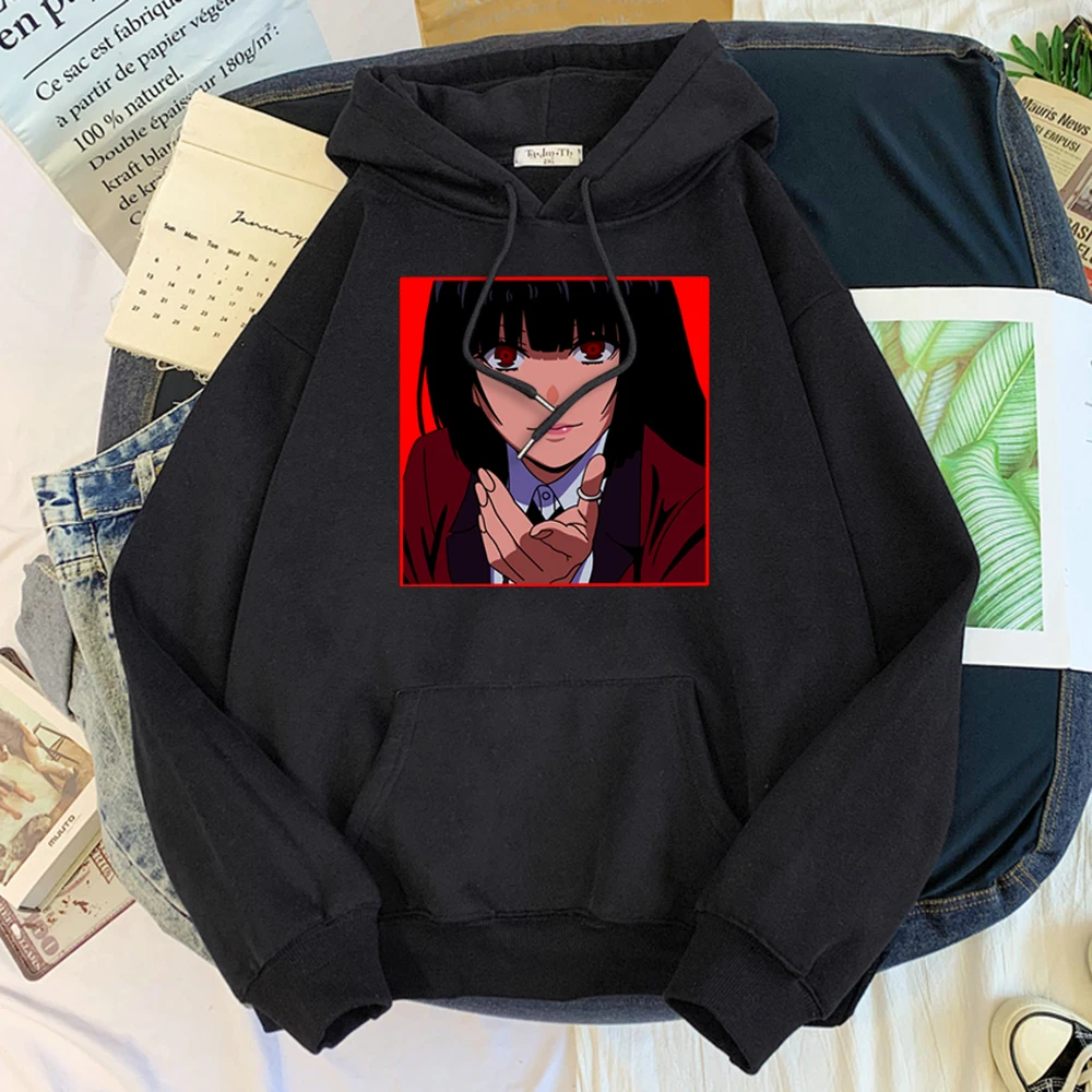 

Anime Kakegurui Jabami Yumeko Print Hoodies Women'S Big Size O-Neck Sweatshirt Harajukua Cozy Korean Version Slim Pullovers Tops
