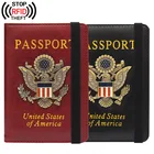 Чехол-кошелек из искусственной кожи с рчид для мужчин и женщин, Обложка для паспорта США и США, чехол для удостоверения личности, банковских карт, дорожные аксессуары