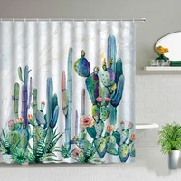cactus flower shower curtains sunflower tulip rose butterfly floral plant landscape bath curtain set bathroom decor with hooks