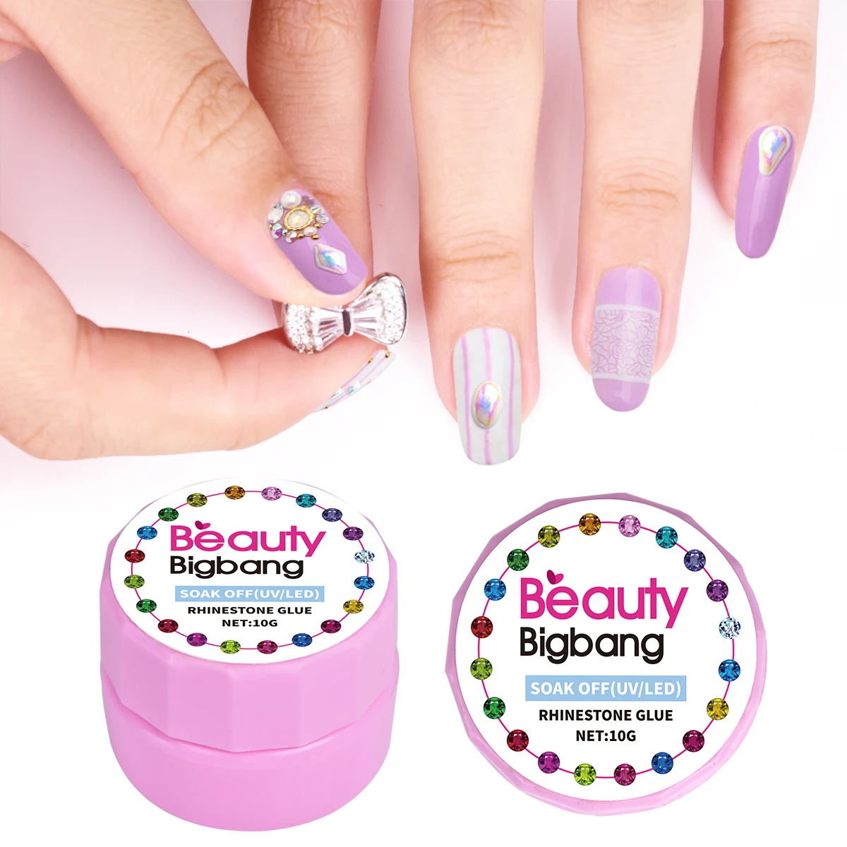 Суперлипкий клей Beautybigbang10g гель для ногтей УФ-гель стразы дизайна металлические