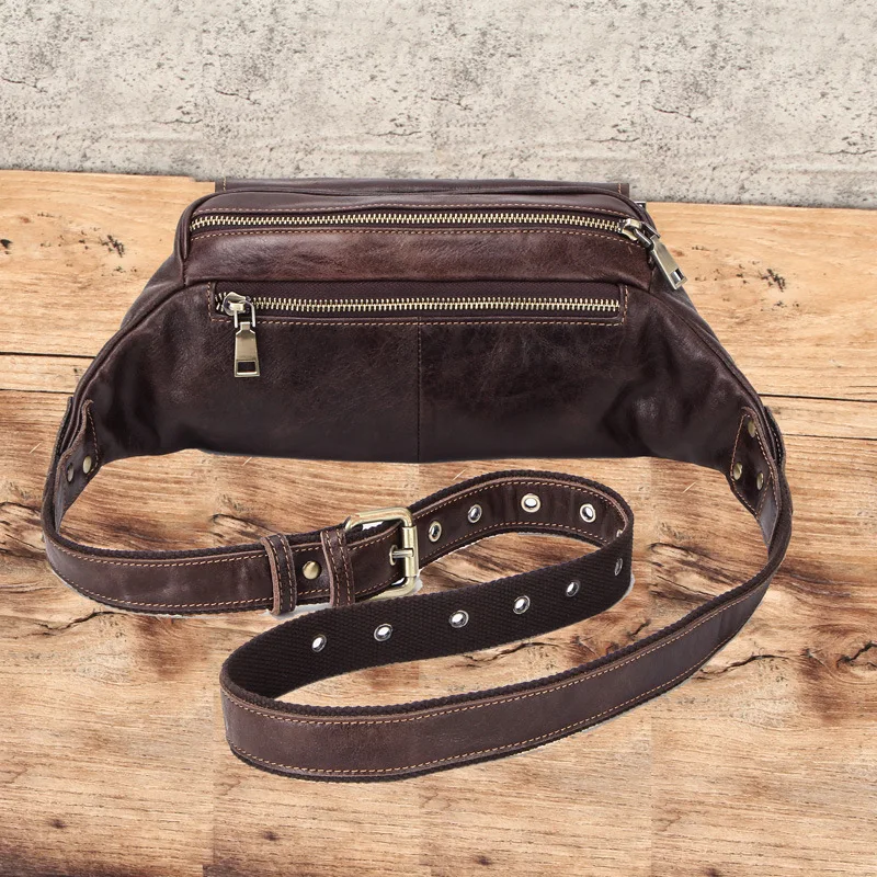 

GAGACIA High Quality Genuine Leather Men Waist Casual Cigarette Case Pouch 2021 Cowhide Male Sports Mobile Phone Men's Chest Bag