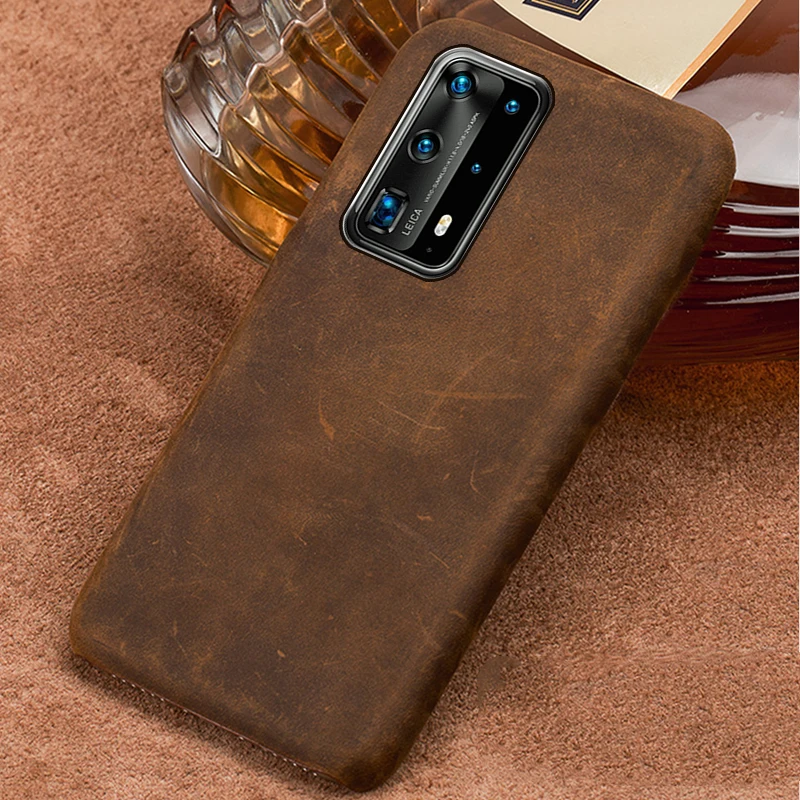LANGSIDI Vintage Genuine Leather phone case for Huawei P40 pro plus P30 p20 mate 40 30 pro cover for honor 30 20 Real leather