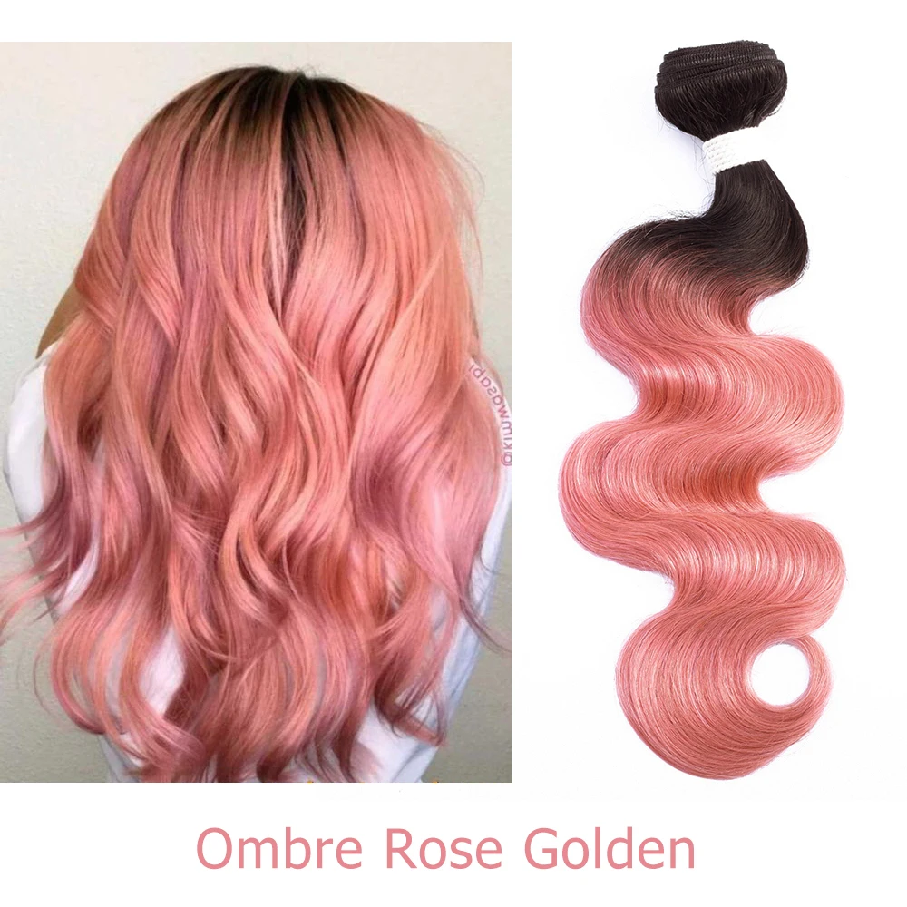 BOBBI коллекция Ombre розовые пряди с застежкой тела Волнистые 2/3 золотые красные