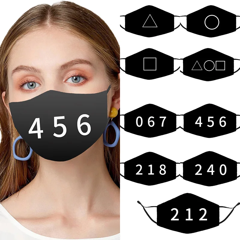 

Adult Face Mask Print Reusable Washable Pm2.5 Protection Adjustable Unisex Black Masks Adjustable Earloop Bandage