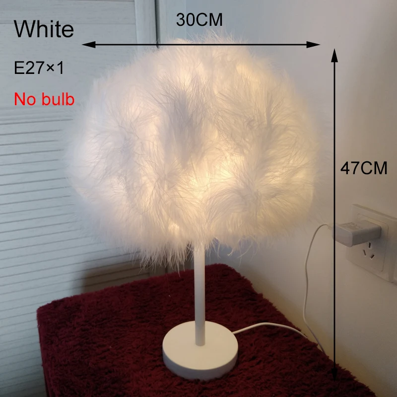 

Feather Table Lamp for Bedroom Nordic Feather Bedside Lamp Modern Led Desk Lamp Wedding Living Room Decoration E27 Night Light