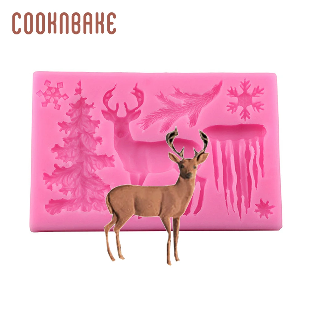 COOKNBAKE Рождественская лосяя силиконовая форма для помадки конфет шоколада смолы