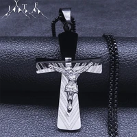 2022 catholic jesus stainless steel chain necklace women black sliver color religious necklace jewelry acero inoxidable n2305s05
