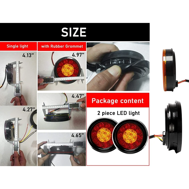 2 шт. 4 дюймовые круглые стоп сигналы 16 светодиодов 12 В постоянного
