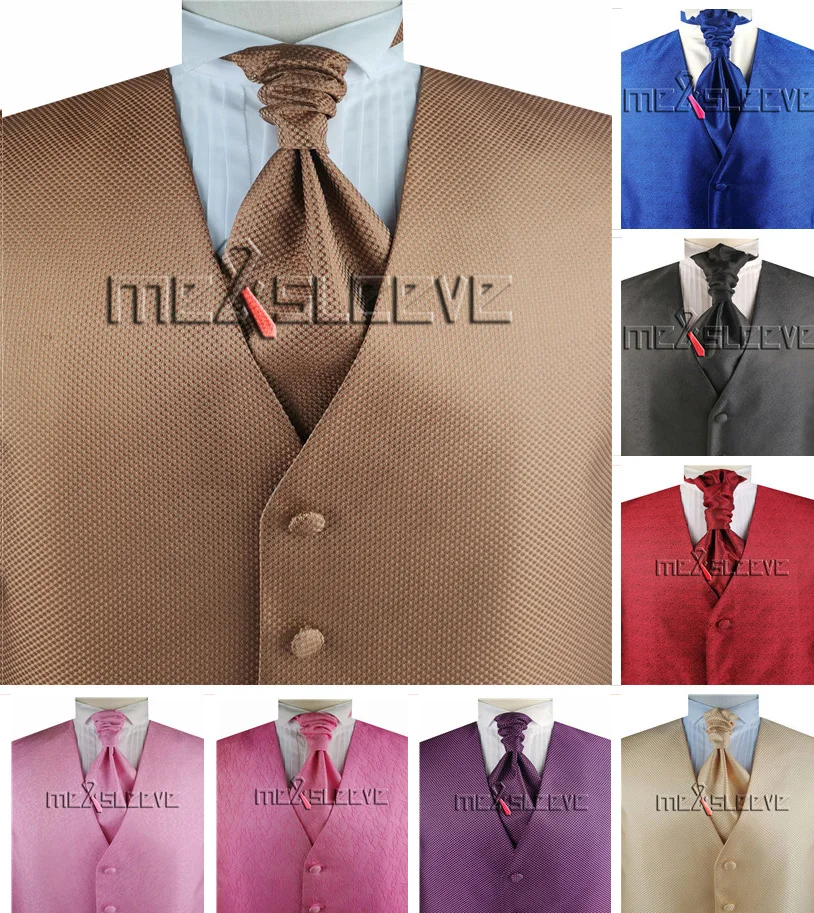 

free shipping Men's Dress/Tuxedo custom made Vest ascot tie Set