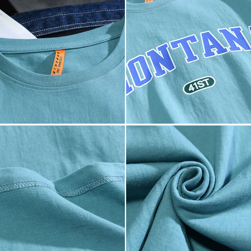 

MONTANA Letter Printed T-shirts Short Sleeve Cotton Tees Hip Hop Streetwear Fashion Men Women Daily Casual Students School Wear