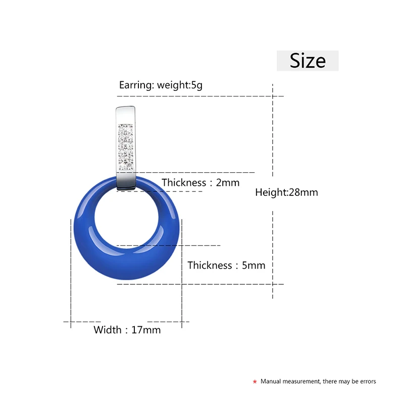 Новое поступление черные и синие полые круглые керамические серьги модные