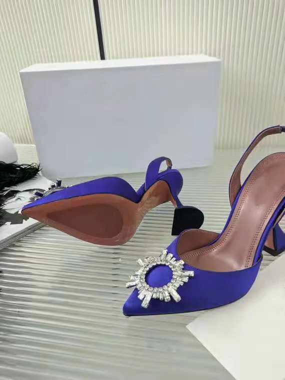 

Women's Shoes Begum Satin Slingback Pumps Crystal High Heel Sandals