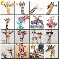 chenistory oil painting by number giraffe diy drawing on canvas handpainted paintings pictures by numbers adults kits home decor