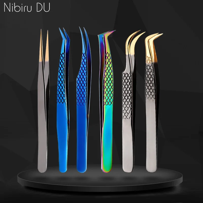 Наращивание ресниц Щипцы для бровей Пинцет 100% закрыт рукой противоскользящая