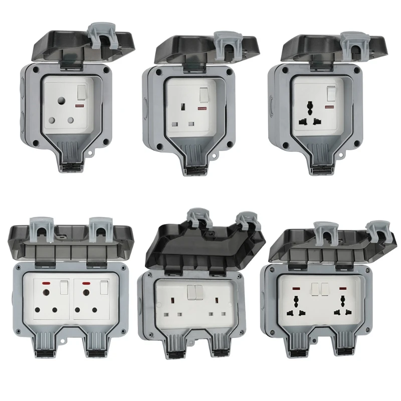 

UK EU Plug Electrical Wall Socket Outdoor Waterproof Dust-proof Power Outlet