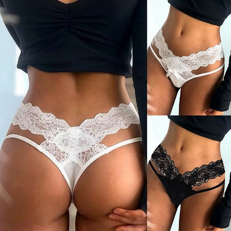 

Laamei Sexy Women Bandage Hollow Out Lace Thong Panties Lingerie T Back Lingerie Comfortable Bowknot Underwear Gift Трусики