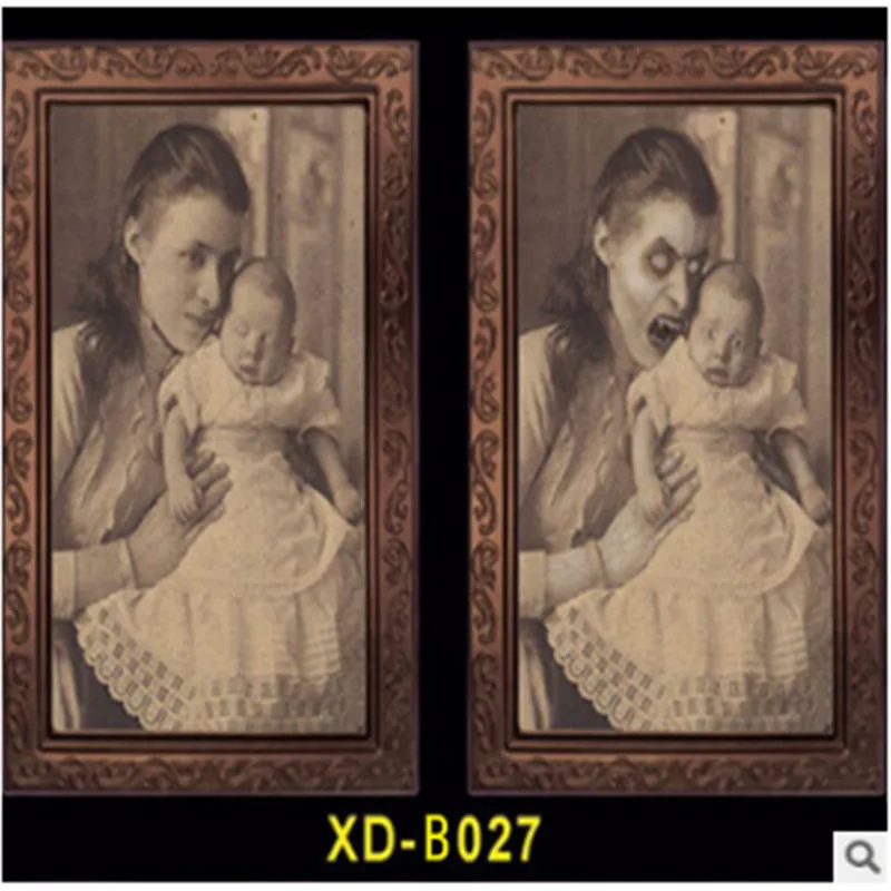 Фоторамка с изображением ужасов, линзовидная, 3D, для изменения лица, фоторамка, страшный портрет, хэллоуинская страшилка, праздничное украшение для вечеринок, реквизит - Цвет: As photo shows
