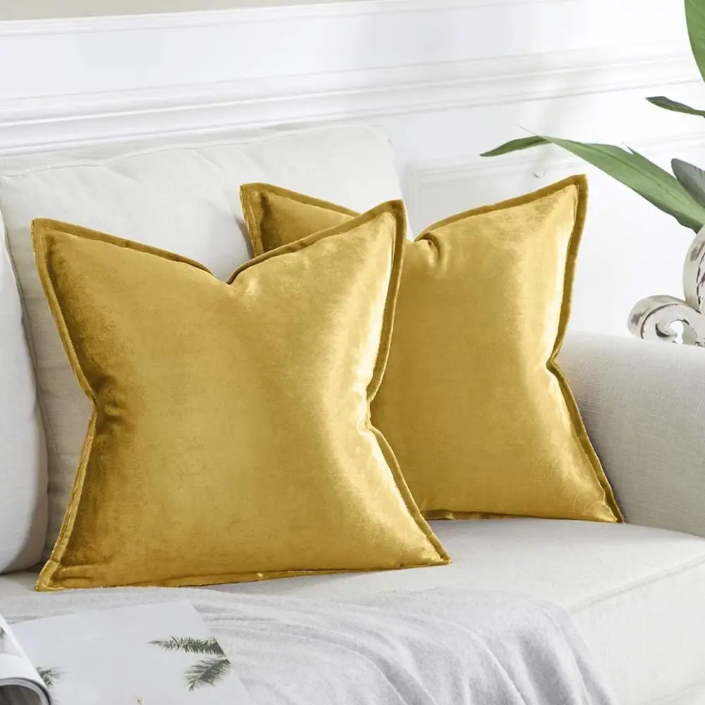 Fundas de cojín modernas doradas para sofá, fundas de almohada cuadradas de terciopelo de lujo, 45x45