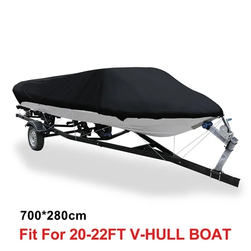 X AUTOHAUX 540/570/700x280/300 см 210D Trailerable чехол для лодки водонепроницаемый рыболовный лыжный бас скоростной катер v-образная синяя крышка для лодки - Цвет: Black 20-22FT