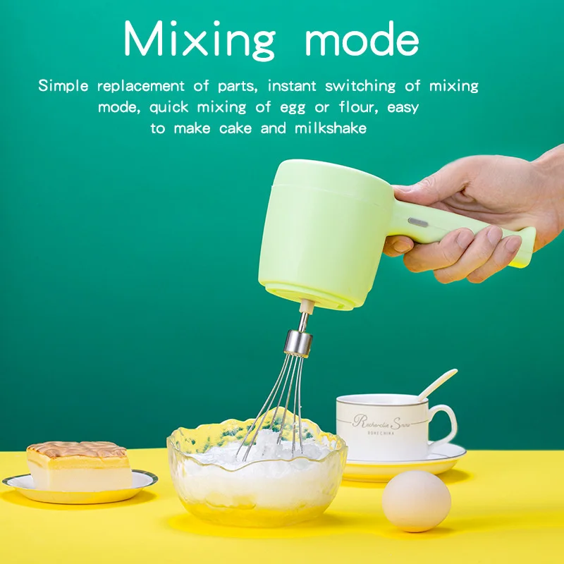 2 in1 Wireless Eectric Whisk Usb Rechargeable Food Supplement Machine Baking Small Mini Blender Automatic Cream Mixer | Бытовая техника