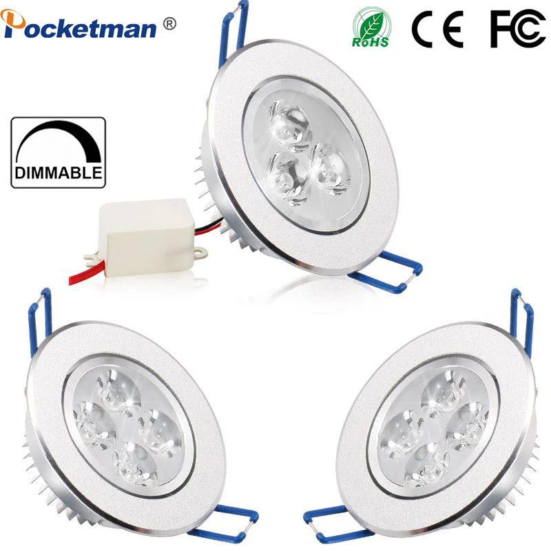 

LED Ceiling Downlights 9W 12W 15W Dimmable Down Lamp Round Recessed Lamp Bedroom Kitchen Indoor Down Light Spotlight AC 85-265V