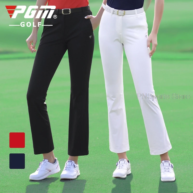 Women Golf Pants High Elastic Ball Pants Summer Slim Trousers For Golf Tennis Ladies Trousers Nine Points Flared Sweatpants