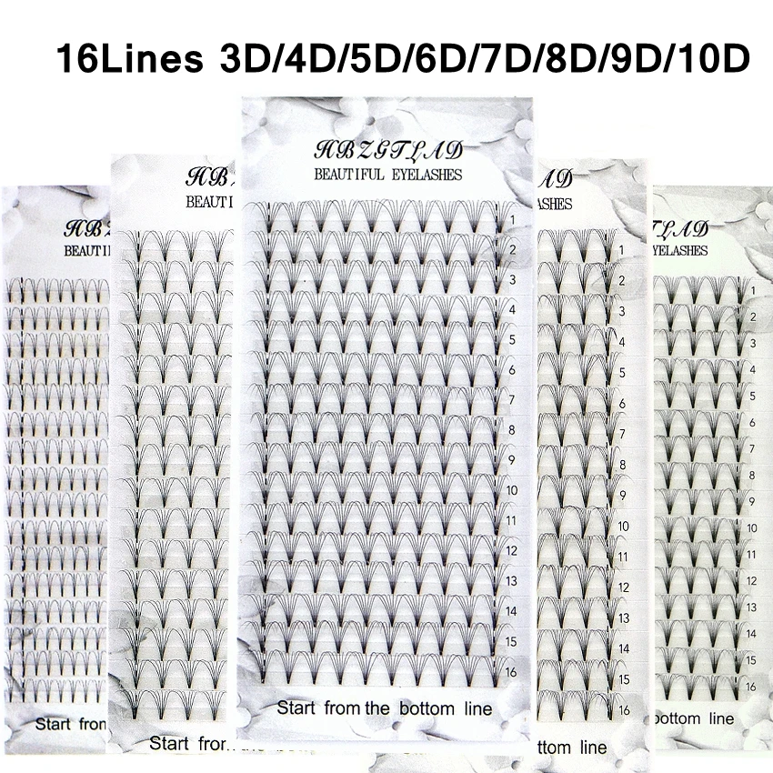 

16 Lines 6/8/10D Russian Volume Eyelashes Extension Short Stem Pre made Fans C/D/DD Curl Mink Lash eyelash Individual Extensions