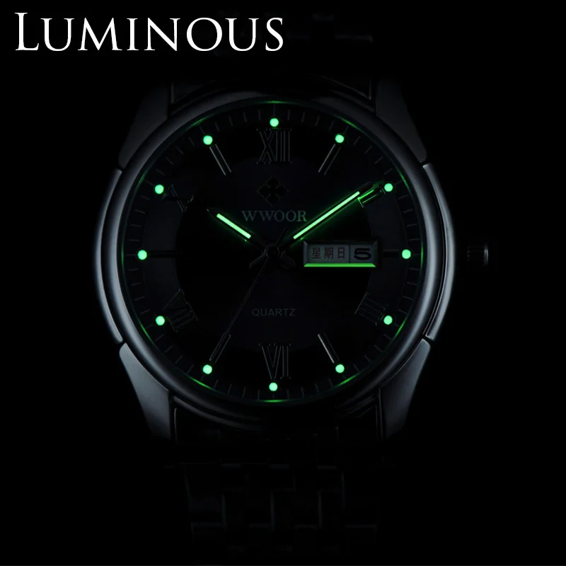 Часы наручные WWOOR Мужские кварцевые спортивные брендовые Роскошные Серебристые