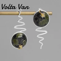 volta van drop earrings 925 sterling silver 2021 new plum blossom jade elegant pendientes plata trendy samll fish women earrings