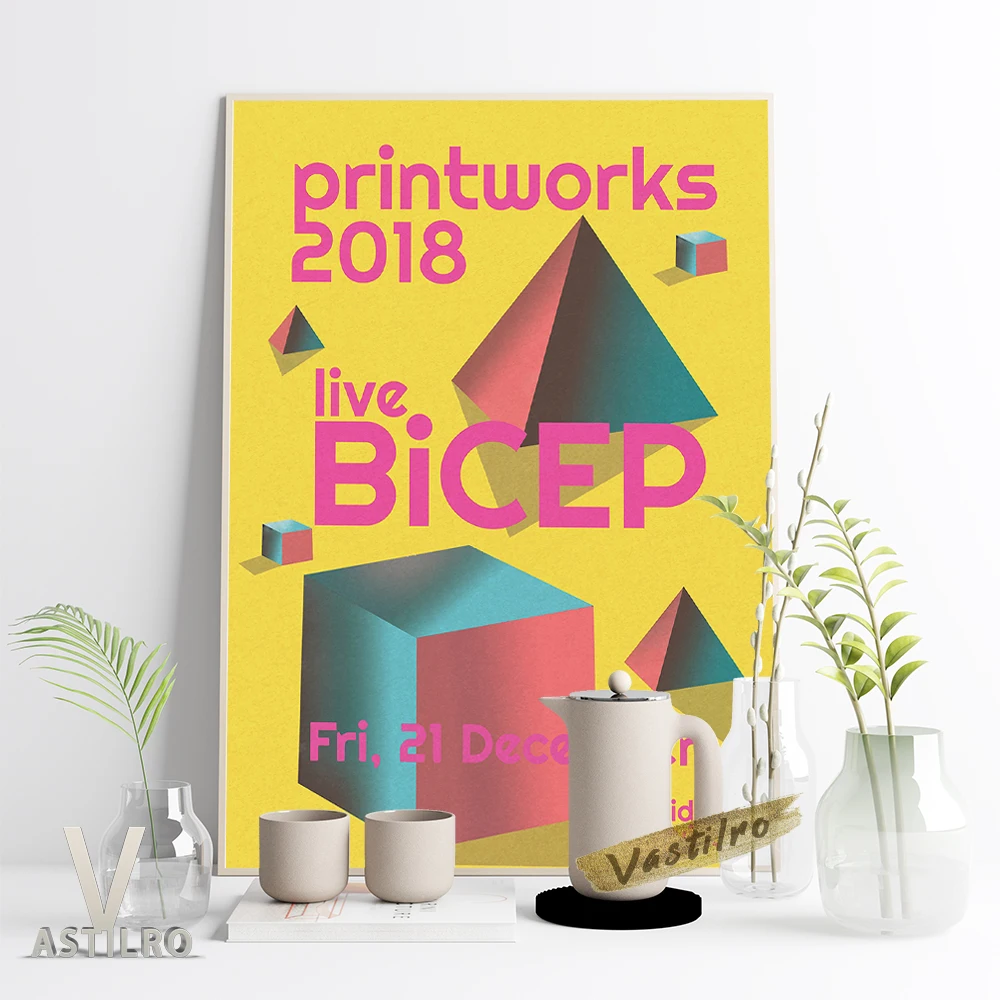 

Bicep At Printworks London Live Gig Poster Solid Geometry Pattern Illustration Modern Minimalist Bar Pub Club Cafe Home Decor
