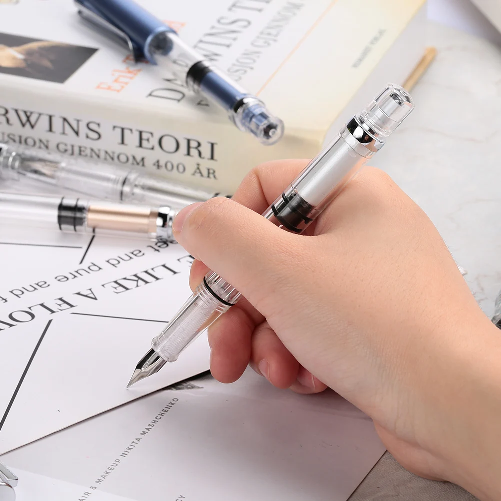 

Fountain Pen 9 Color Pick WING SUNG 3008 0.5mm Transparent Home Writing Stationery Fine Nib Universal School Supplies Student