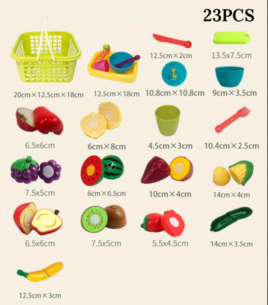 

Kids Pretend Play Plastic Food Toy Cutting Fruit with Basket Vegetable Pretend Play Educational Toys for Children Birthday Gift